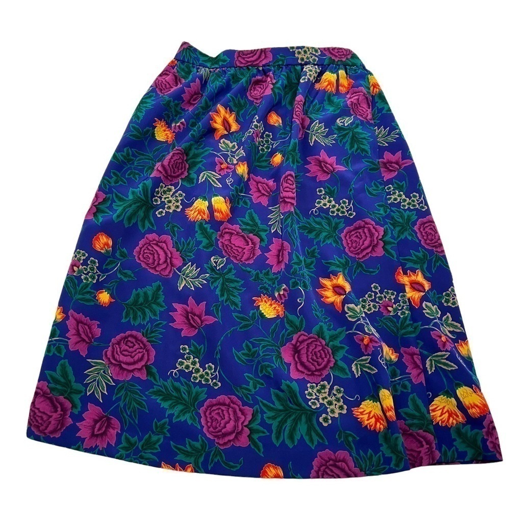 Vintage Country Suburbans Women's Size 2 Pull On Skirt Elastic Waist Blue Floral